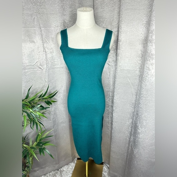 NWT Willow & Wind Ribbed Knit Bodycon Sweater Dress in Teal Sz XS - Picture 1 of 9
